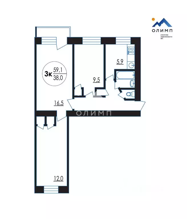 3-к кв. Вологодская область, Вологда Молочное пгт, ул. Ленина, 15 ... - Фото 2