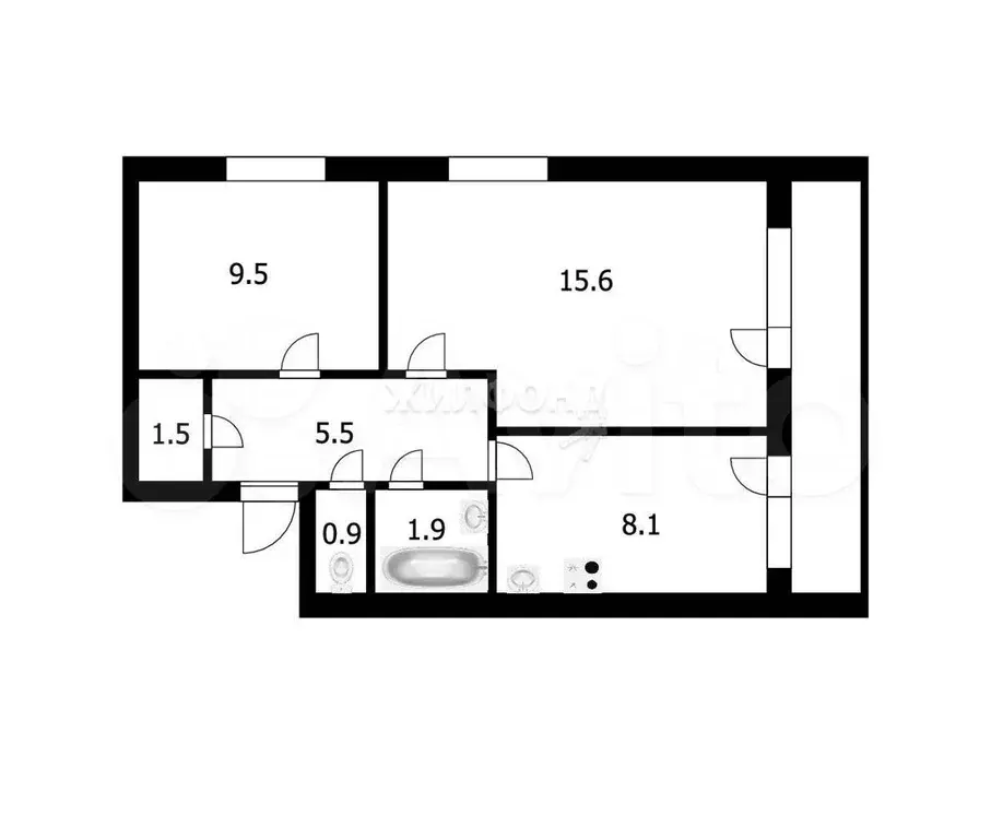 2-к. квартира, 40 м, 2/2 эт. - Фото 0