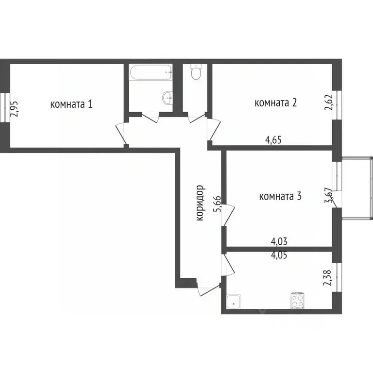 3-к кв. Бурятия, Улан-Удэ ул. Пушкина, 33 (58.0 м) - Фото 1