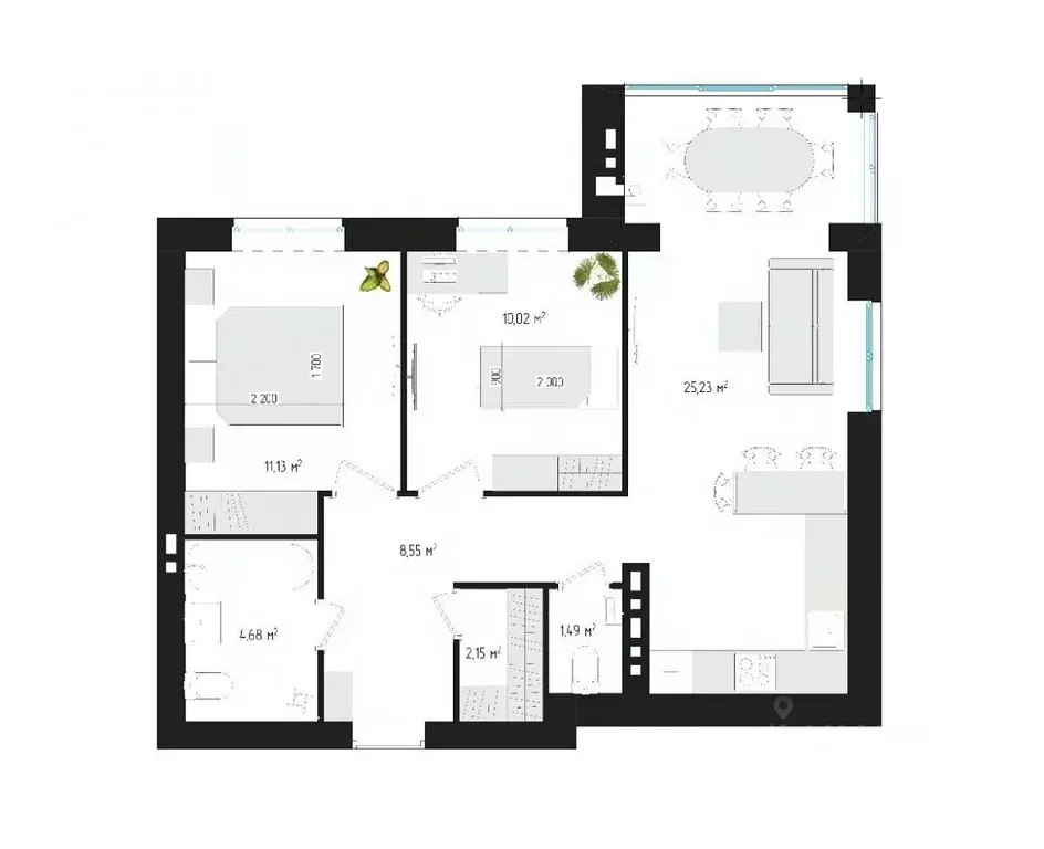 3-к кв. Брянская область, Брянск ул. Некрасова, 20А (62.3 м) - Фото 1