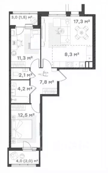 2-к кв. Ярославская область, Ярославль Тутаевское ш., 93Б (66.6 м) - Фото 1