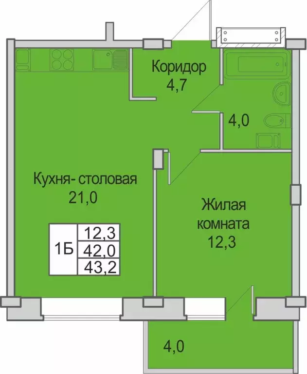 Продаётся 1-к квартира, 43.2 м - Фото 1