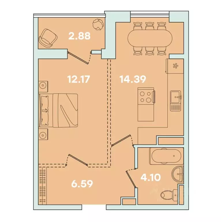 1-к кв. Иркутская область, Иркутск ул. Петрова, 16 (40.13 м) - Фото 0