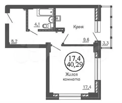 1-к. квартира, 40,3м, 7/22эт. - Фото 0