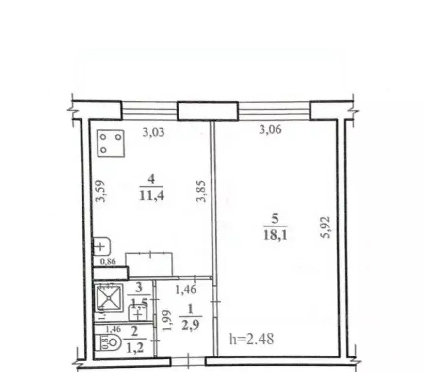 1-к кв. Забайкальский край, Чита ул. Строителей, 90 (35.1 м) - Фото 2