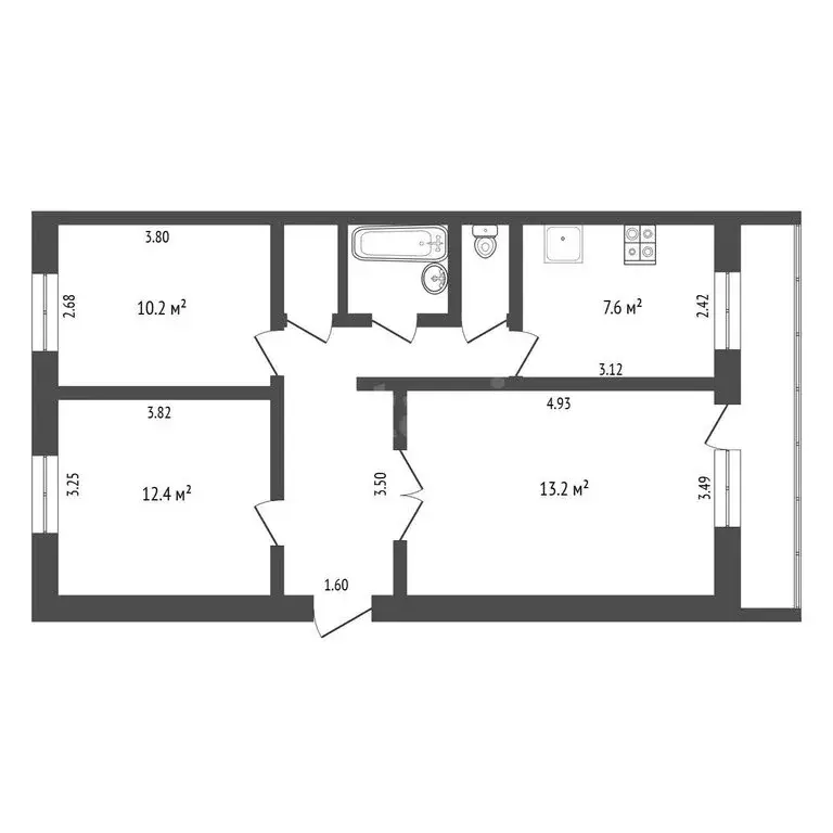 3-комнатная квартира: Тюмень, Барнаульская улица, 38 (60.6 м) - Фото 1
