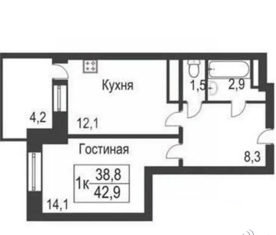 1-к кв. Тюменская область, Тюмень ул. 50 лет Октября, 75к2 (39.2 м) - Фото 1