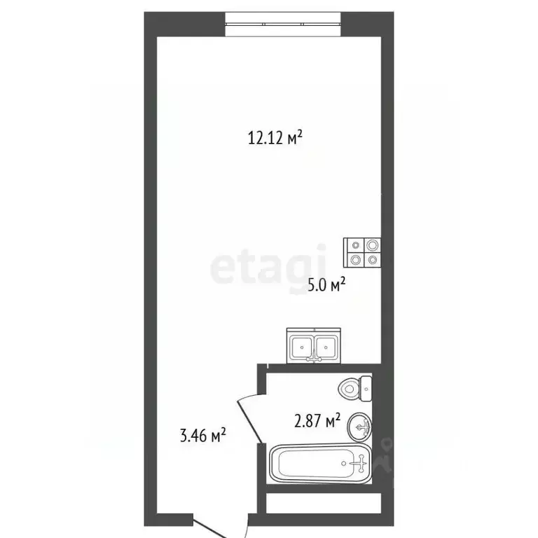 Студия Московская область, Балашиха ул. Дмитриева, 15 (23.5 м) - Фото 2