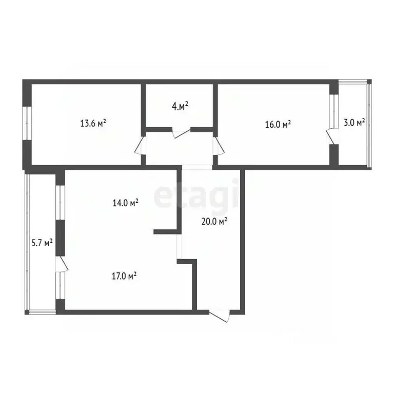 3-к кв. Томская область, Томск Сибирская ул., 104/4 (83.6 м) - Фото 2