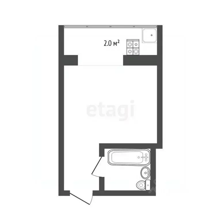 Студия Тюменская область, Тюмень ул. Седова, 64а (13.2 м) - Фото 2