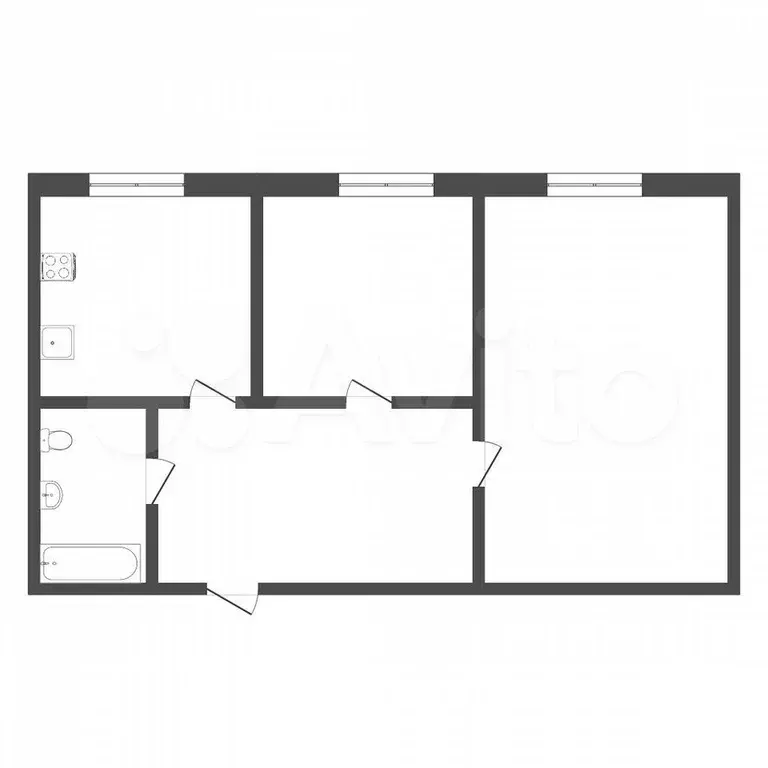 2-к. квартира, 56,1 м, 1/3 эт. - Фото 0