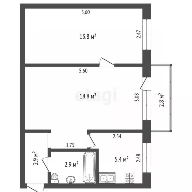 2-к кв. Нижегородская область, Выкса Гоголя мкр, 14 (44.5 м) - Фото 1