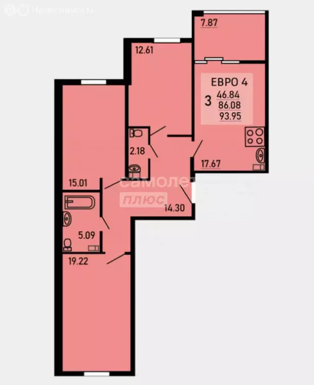 3-комнатная квартира: Липецк, Студёновская улица, 23Б (93.95 м) - Фото 2
