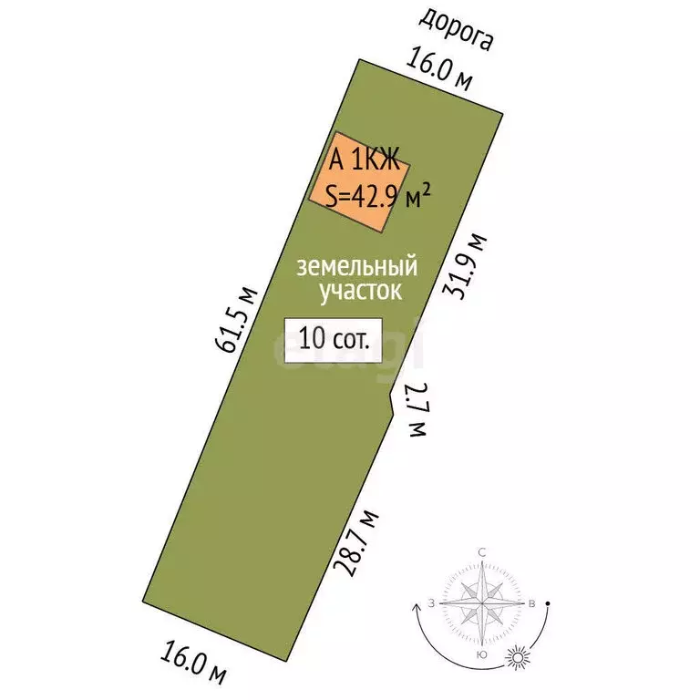 Дом в село Луговое, Плодовая улица (42.9 м) - Фото 1