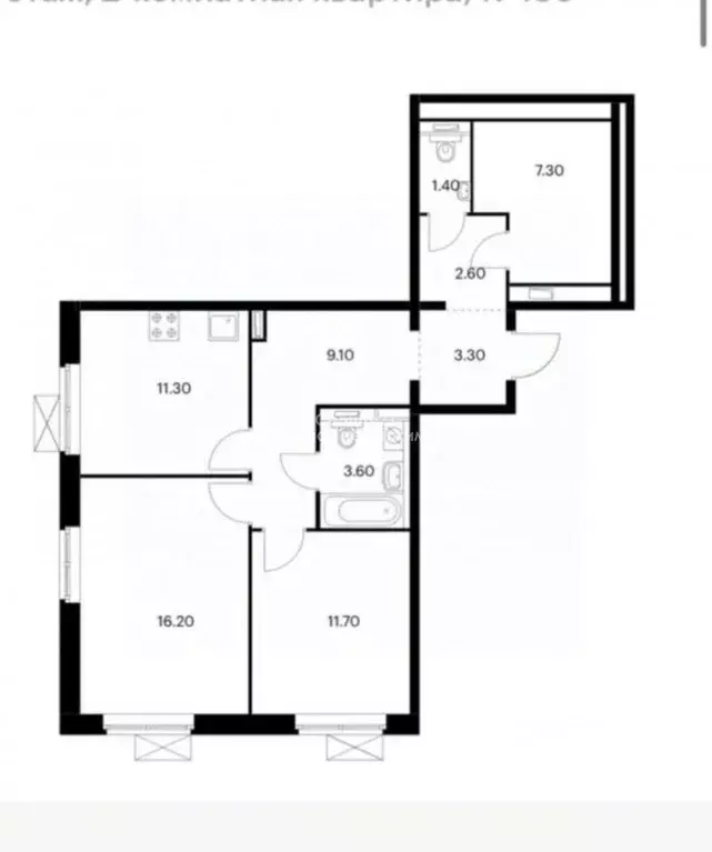 2-к кв. Москва ул. Малое Понизовье, 8к2 (66.5 м) - Фото 2