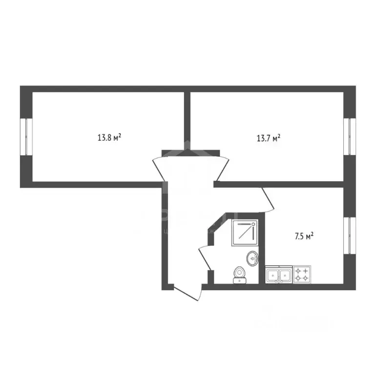 2-к кв. Санкт-Петербург ул. Верности, 50 (45.0 м) - Фото 1