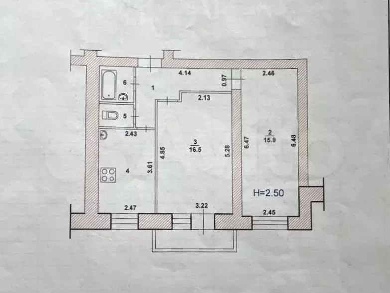 2-к. квартира, 50,9 м, 5/9 эт. - Фото 0