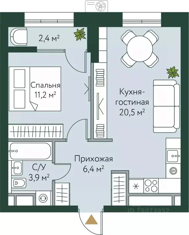 1-к кв. Волгоградская область, Волгоград Новосибирская ул., 74с1 (44.4 ... - Фото 0