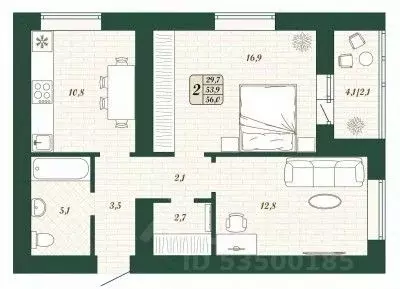2-к кв. Самарская область, Волжский район, Смышляевка городское ... - Фото 1