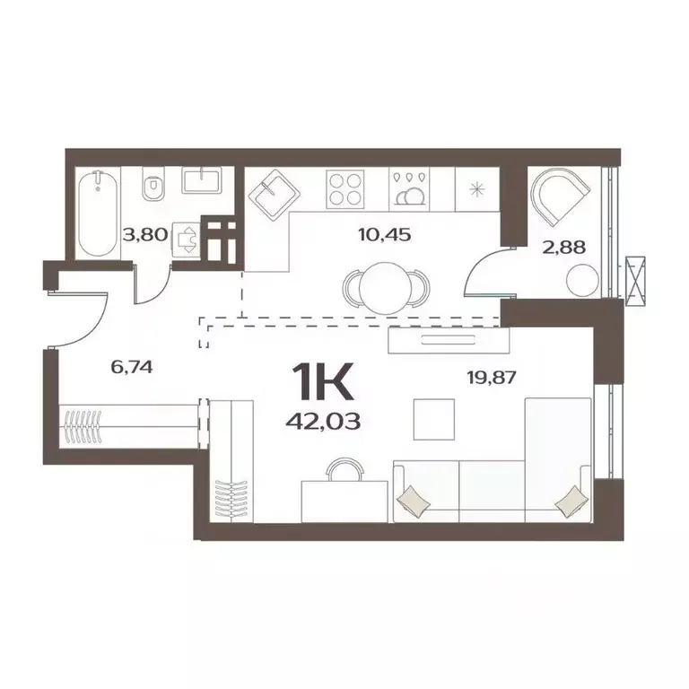 1-к кв. Приморский край, Владивосток ул. Слуцкого, 5А (42.03 м) - Фото 1