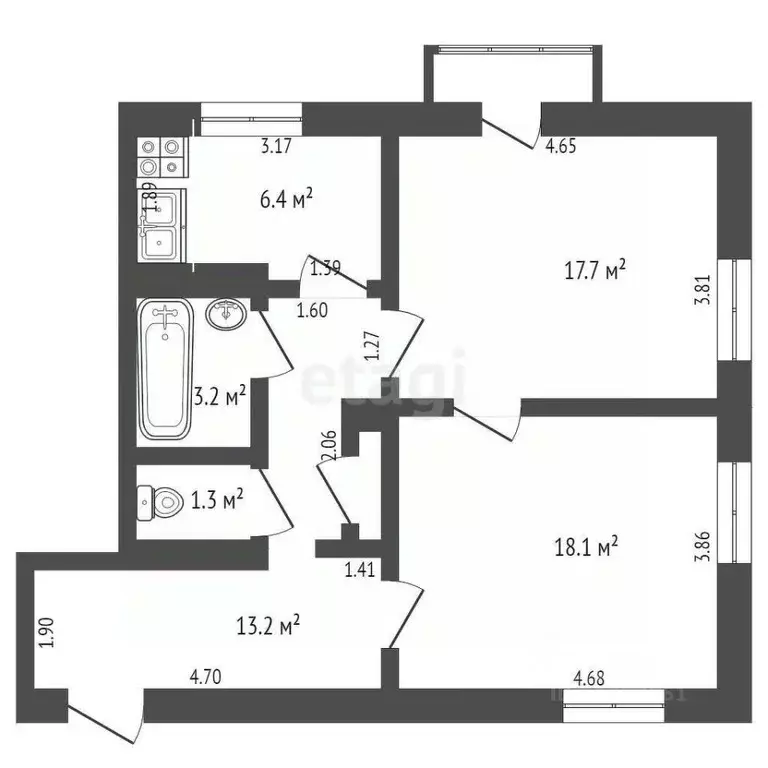 2-к кв. Томская область, Северск ул. Леонтичука, 13 (60.7 м) - Фото 1