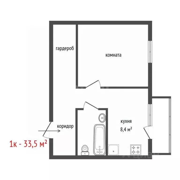 1-к кв. Свердловская область, Екатеринбург ул. Библиотечная, 45 (33.5 ... - Фото 2
