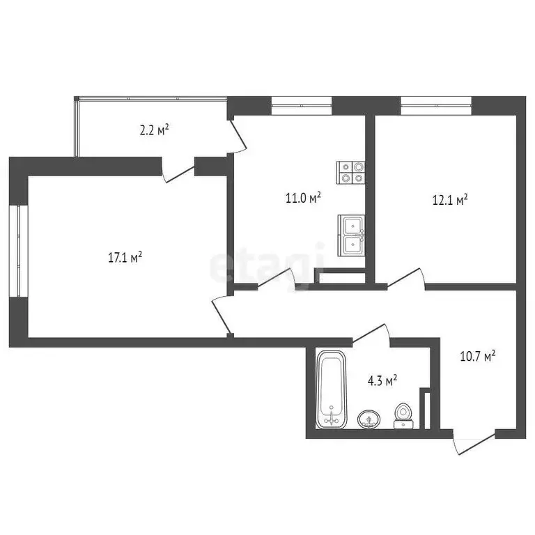 2-комнатная квартира: Анапа, улица Ленина, 241к1 (57.4 м) - Фото 0