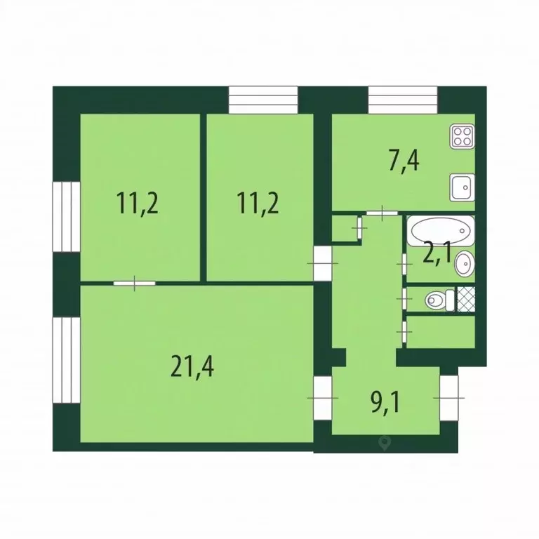 3-к кв. Санкт-Петербург ул. Подводника Кузьмина, 23 (65.1 м) - Фото 2