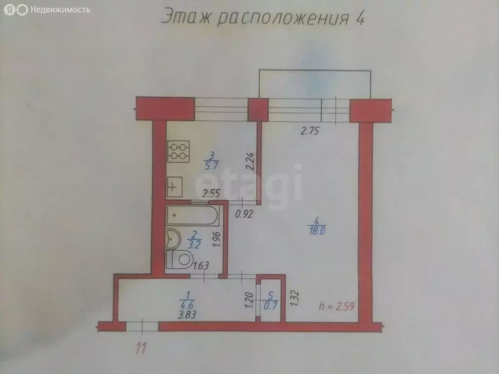 1-комнатная квартира: Ижевск, 8-й Подлесный проезд, 11 (32.2 м) - Фото 0