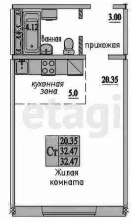 Квартира-студия, 32 м, 2/10 эт. - Фото 0