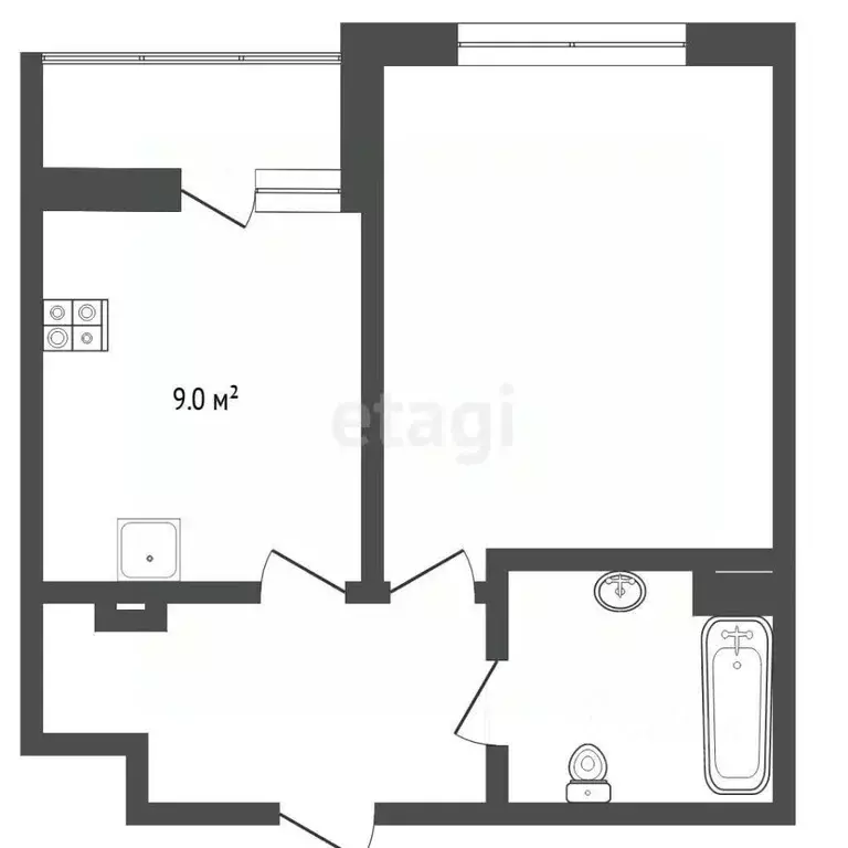 1-к кв. Тюменская область, Тюмень проезд Тихий, 4 (33.9 м) - Фото 1