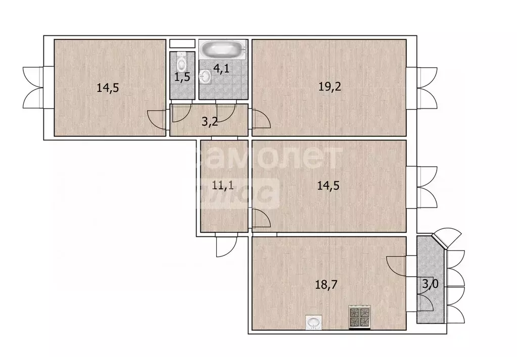 3-к кв. Тюменская область, Тюмень ул. Монтажников, 40 (86.0 м) - Фото 1