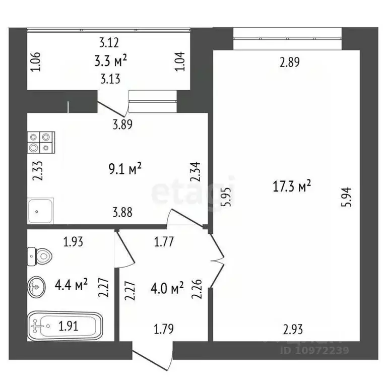 1-к кв. Башкортостан, Стерлитамак просп. Октября, 42 (34.8 м) - Фото 1