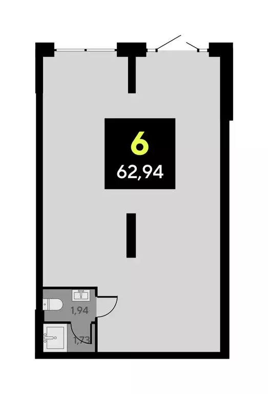 Помещение свободного назначения (62.94 м) - Фото 1