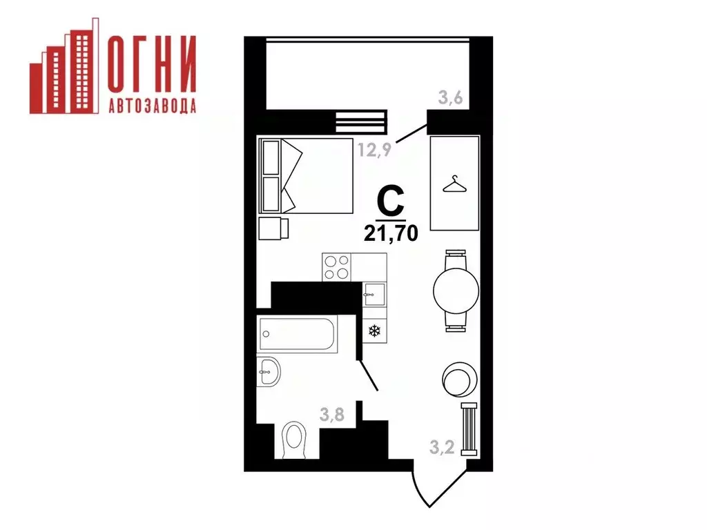 Студия Нижегородская область, Нижний Новгород Коломенская ул., 8к4 ... - Фото 0