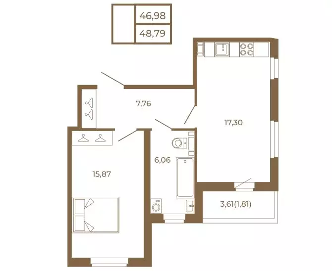 1-комнатная квартира: Сертолово, ЖК Новая История (48.79 м) - Фото 1