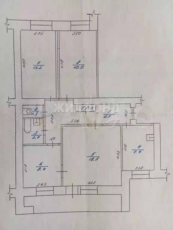 4-к. квартира, 72,1 м, 2/9 эт. - Фото 0