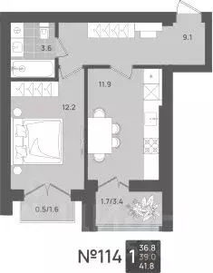 1-к кв. Калининградская область, Пионерский Рабочая ул., 11 (39.0 м) - Фото 1