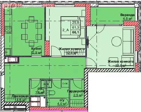 2-комнатная квартира: Владивосток, жилой комплекс Каштановый двор ... - Фото 1