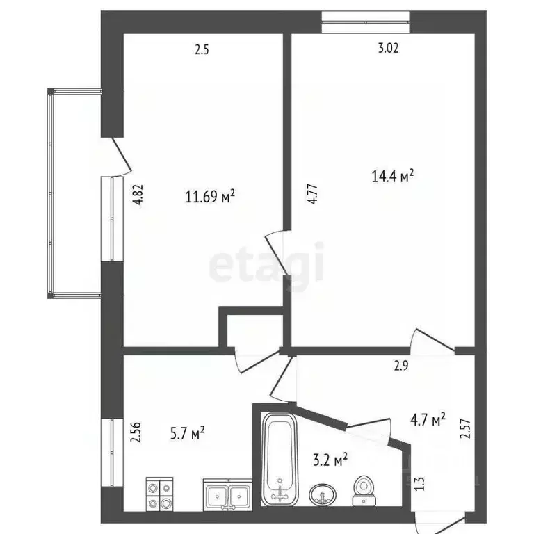 2-к кв. Ростовская область, Азов Азовский район, Красноармейский пер., ... - Фото 2