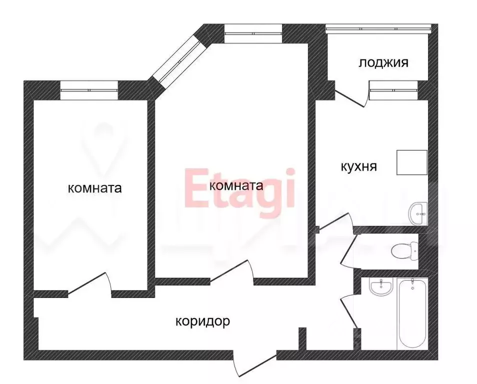 2-к кв. Саха (Якутия), Якутск ул. Свердлова, 2/1 (55.3 м) - Фото 2