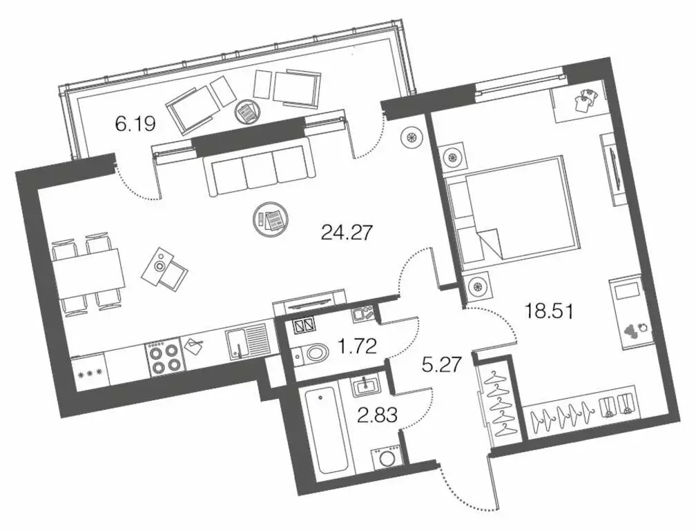 1-комнатная квартира: деревня Мистолово, Горная улица, 25к3 (52.9 м) - Фото 1