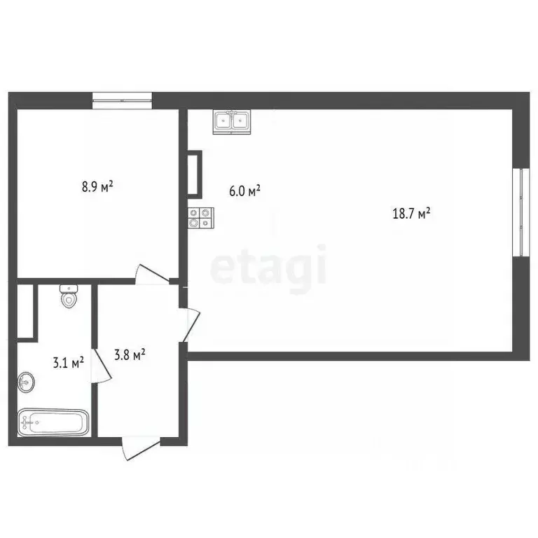 2-к кв. Челябинская область, Челябинск ул. Блюхера, 123Ж (40.0 м) - Фото 2