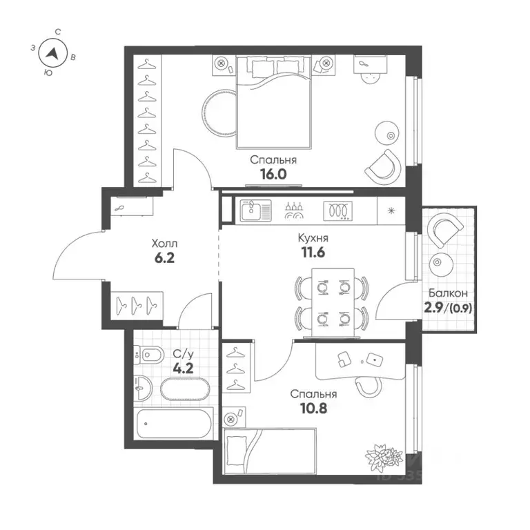 2-к кв. Свердловская область, Екатеринбург Солнечный жилрайон,  (49.7 ... - Фото 1