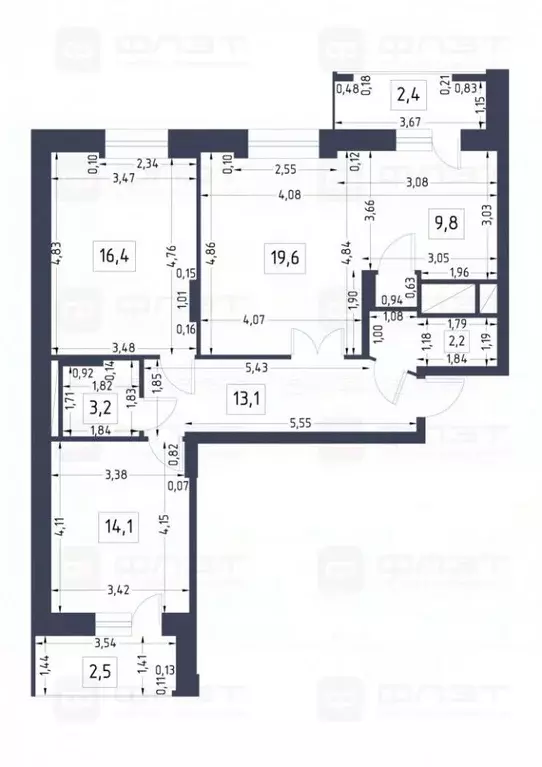 3-к кв. Татарстан, Казань просп. Победы, 139к2 (82.0 м) - Фото 1