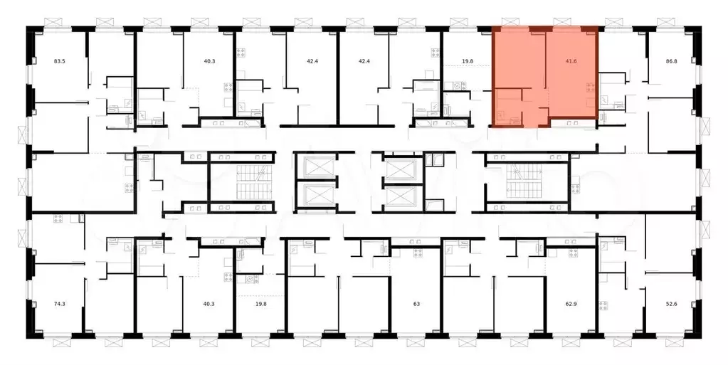 1-к. квартира, 41,6м, 12/33эт. - Фото 1