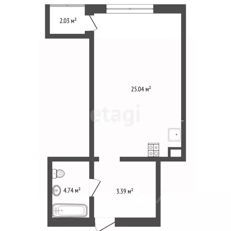 Студия Тюменская область, Тюмень проезд Геологоразведчиков, 44А (33.3 ... - Фото 2