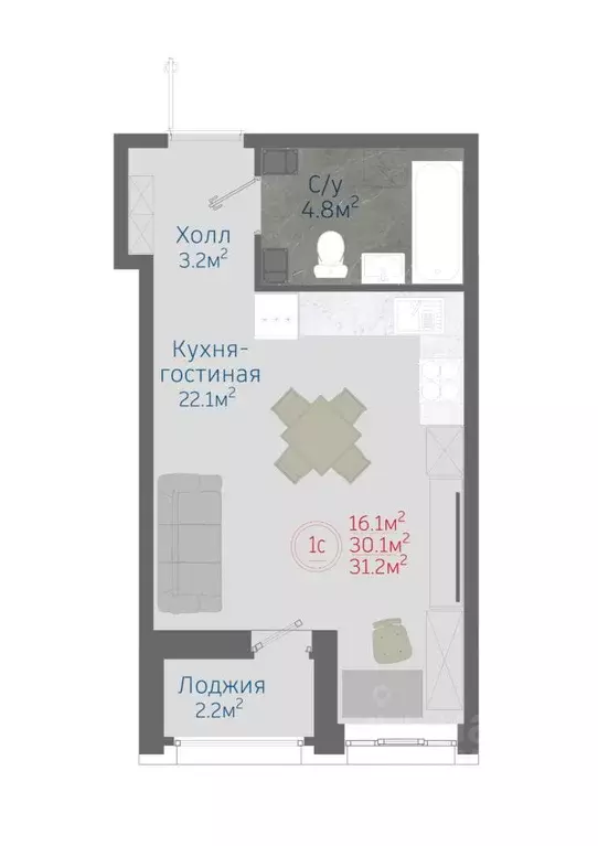 1-к кв. Воронежская область, Новоусманский район, пос. Отрадное ул. ... - Фото 0