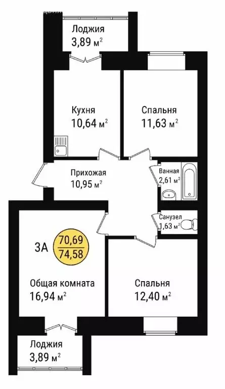 3-комнатная квартира: посёлок городского типа Медведево, улица Дмитрия ... - Фото 0