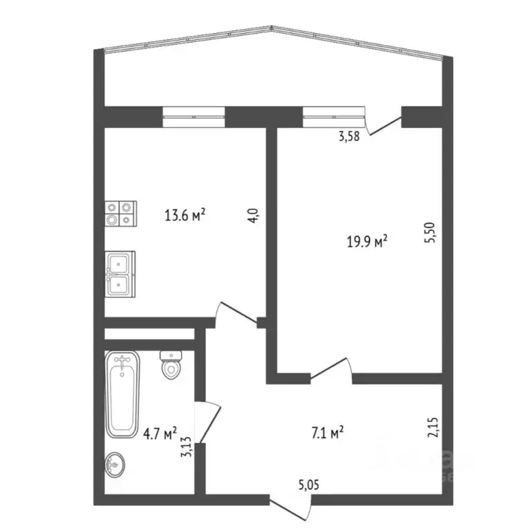 1-к кв. Тюменская область, Тюмень Ямская ул., 86/1 (42.9 м) - Фото 2